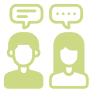 Two people, a man and woman, in conversation with speech bubbles.