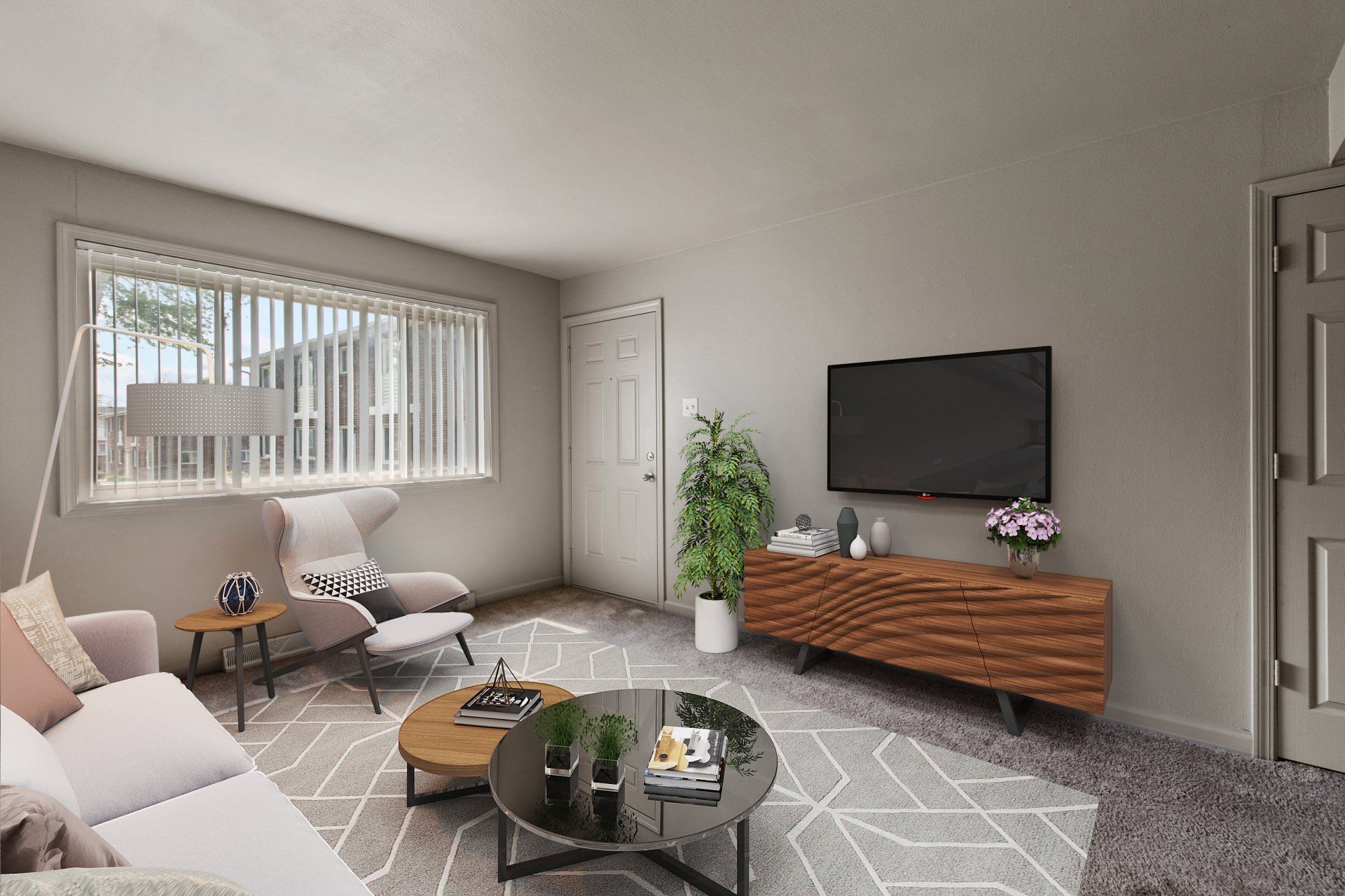 2 Bedroom / 1.5 bathroom unit living room