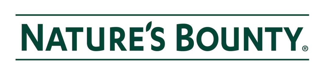 The dark green Nature’s Bounty logo in a serif font, framed by horizontal lines above and below.