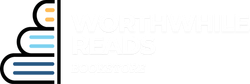 Logo for Worthwhile Reads showing a stack of three books next to a vertical line, with white text to the right.
