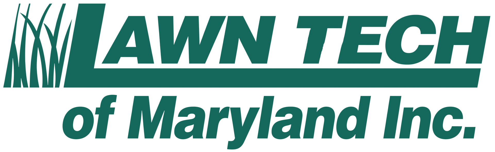 Lawn Tech of Maryland Inc. logo in green and teal text with grass graphic