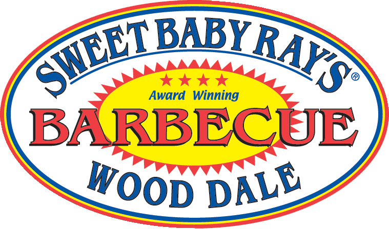 The logo for sweet baby ray 's barbecue wood dale