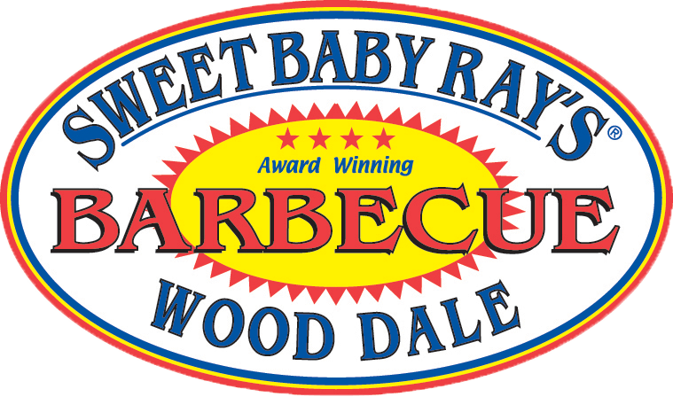 The logo for sweet baby ray 's barbecue wood dale