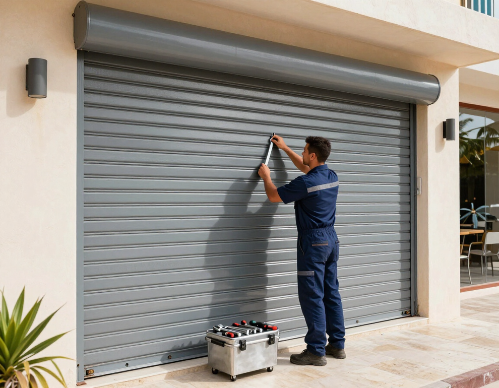 Instalación profesional de cortina metálica en Cancún