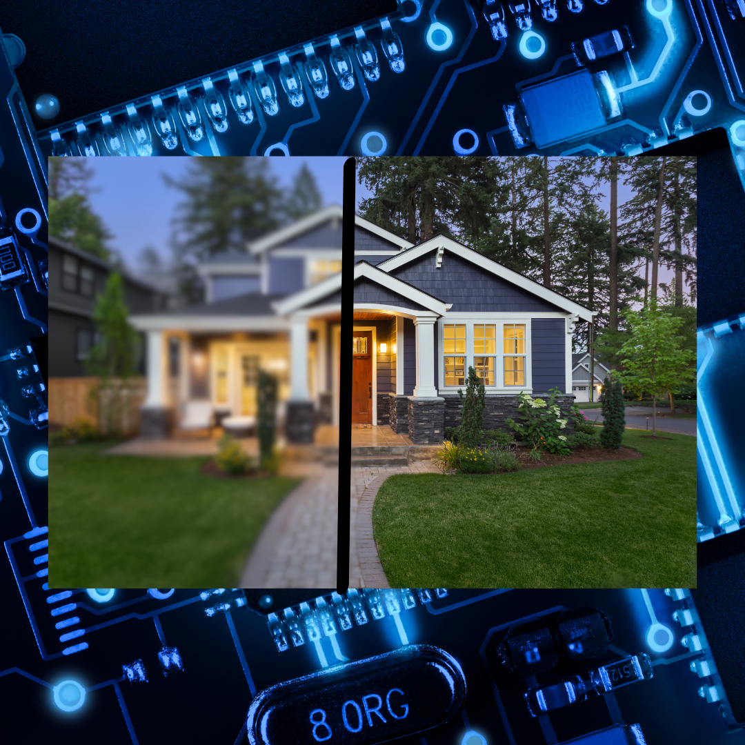 a picture of a house half of it is out of focus