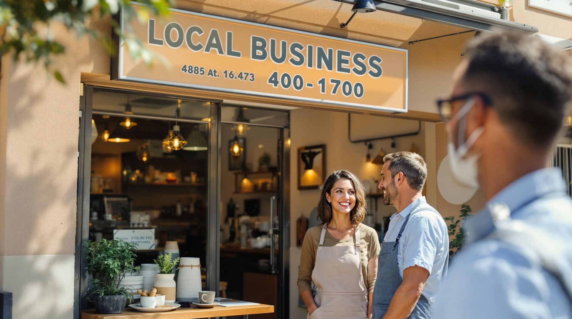 picture of a local storefront with customers outside