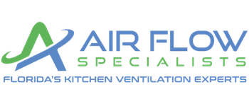 A logo for air flow specialists with a blue circle