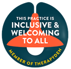 Round teal badge with orange lamp shape. Text: 