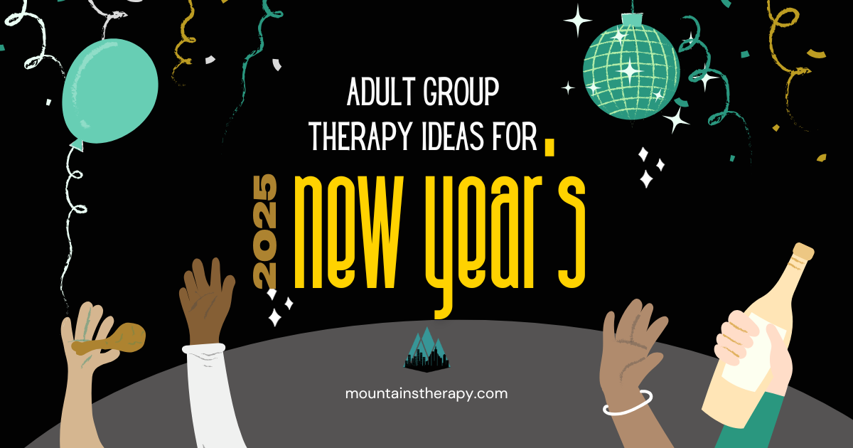 Adults in a New Year's group therapy session, reflecting and setting goals for growth.