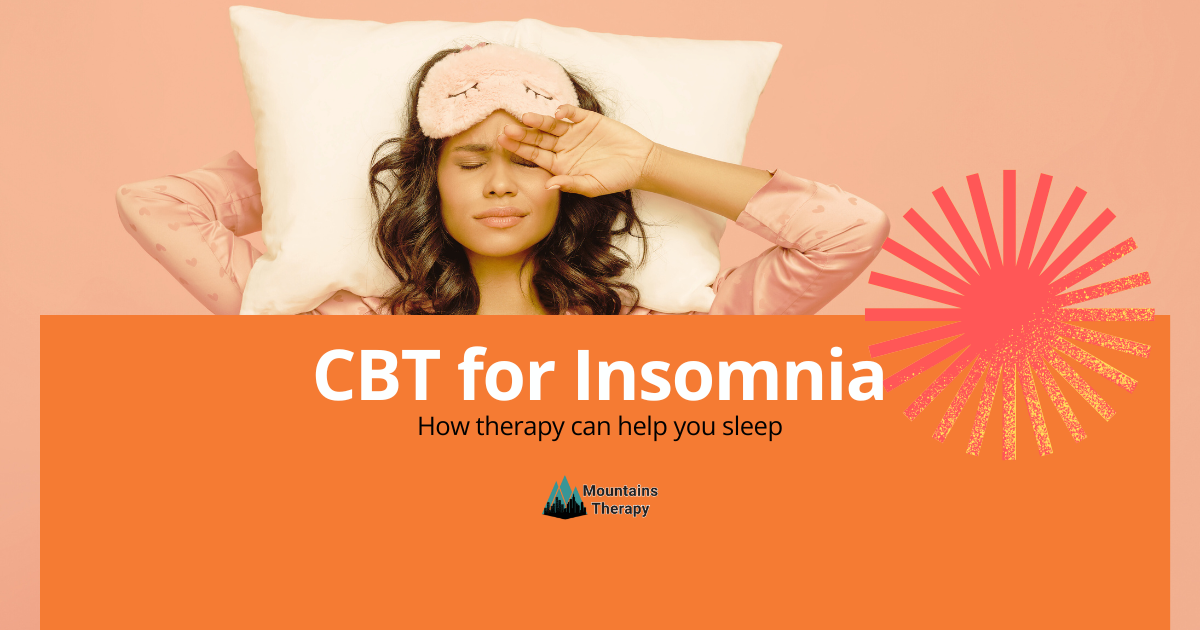 Woman in sleep mask, resting in bed. Orange background with 