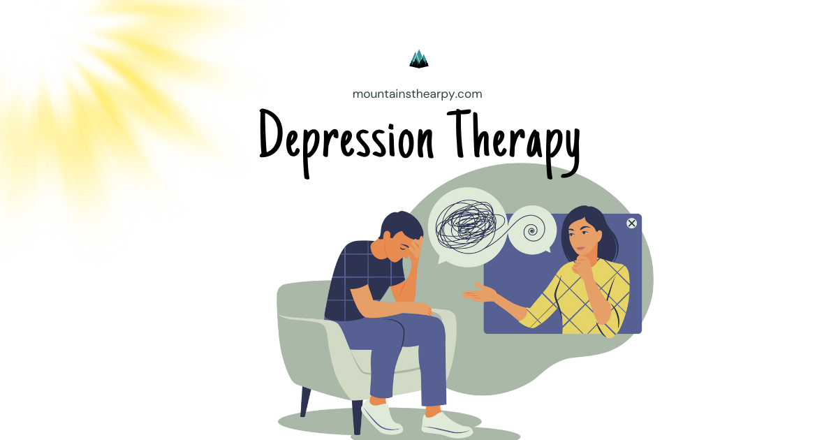 Person in depression therapy online.