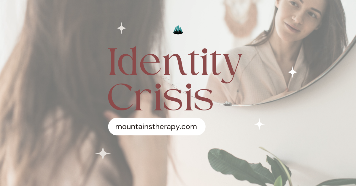 Woman looking in a mirror. Text overlay reads: