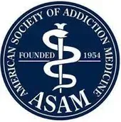 The logo for the american society of addiction medicine was founded in 1954.