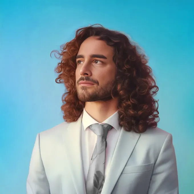 A picture of the owner John Constantine in formal white suite
