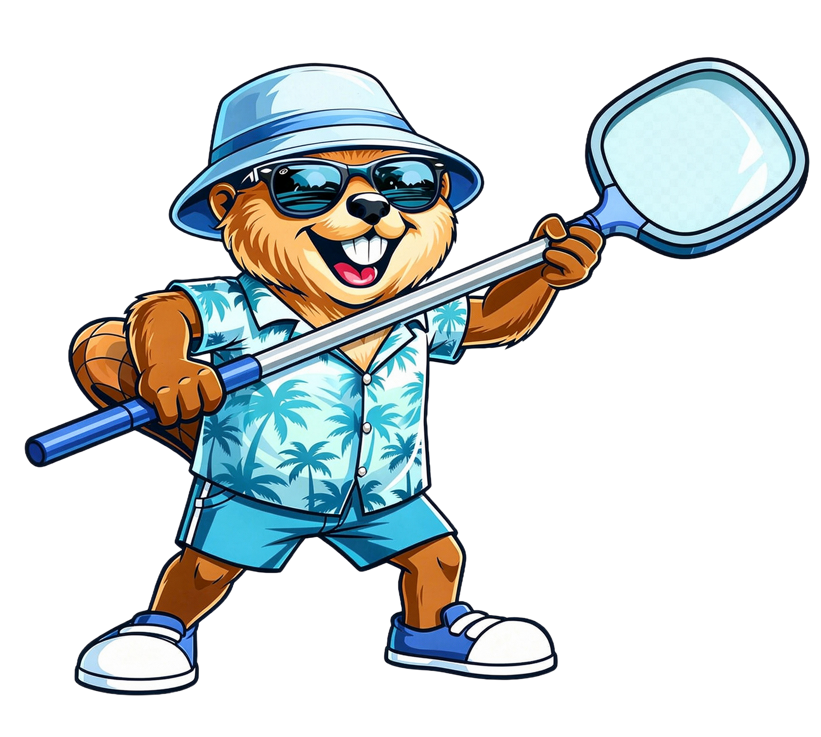 Three stylized blue water droplets splashing against a white background.