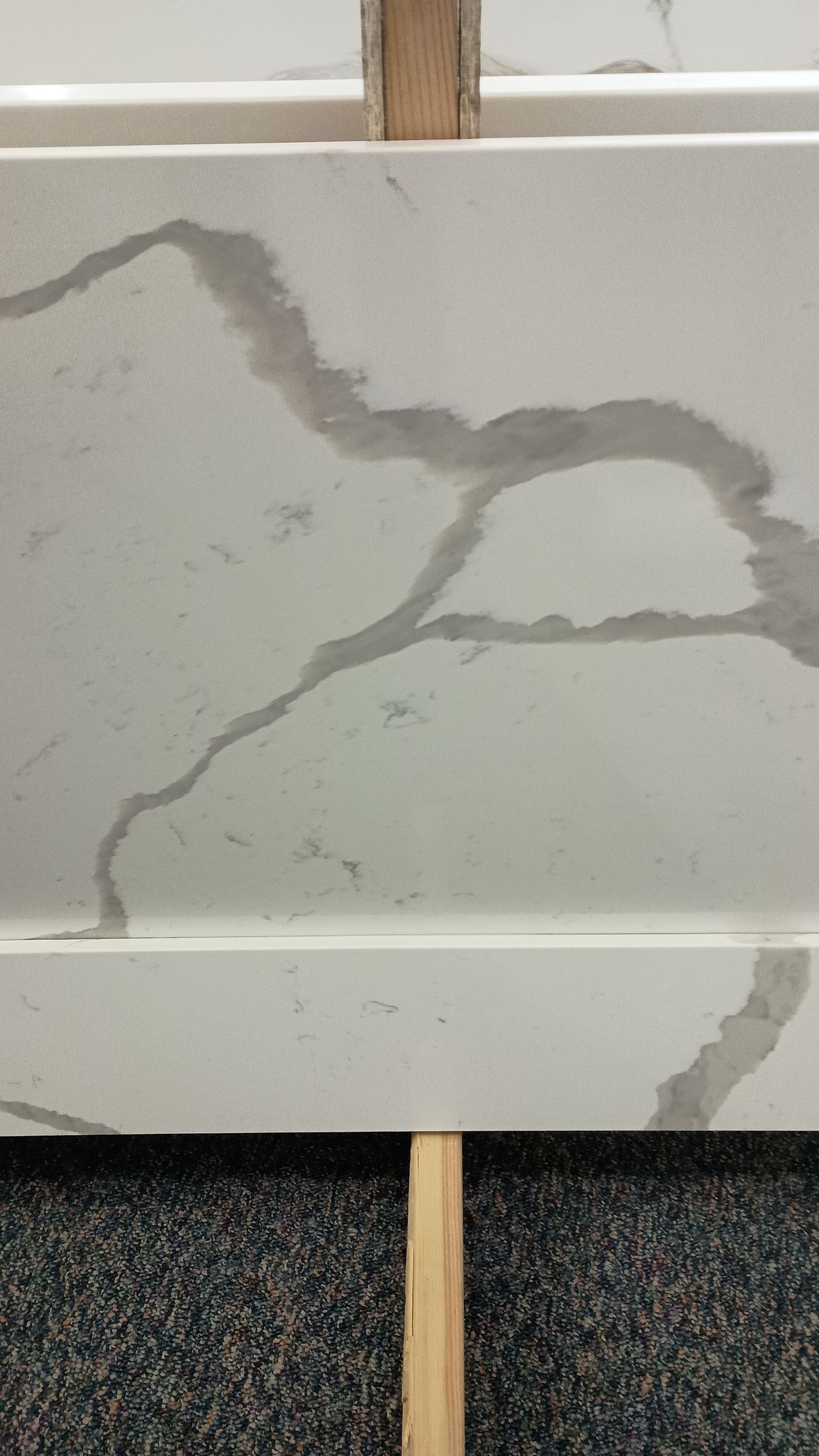 White countertop with gray veining