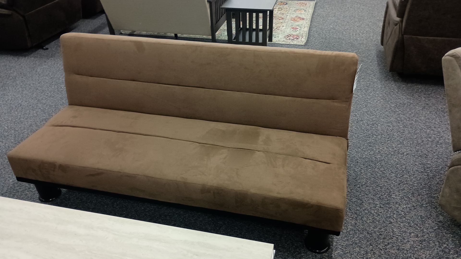 A brown loveseat