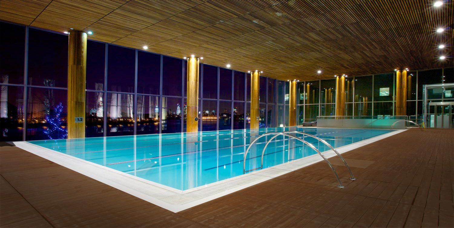 The Four Seasons Canary Wharf pool, as can be seen in Skyfall (2012)