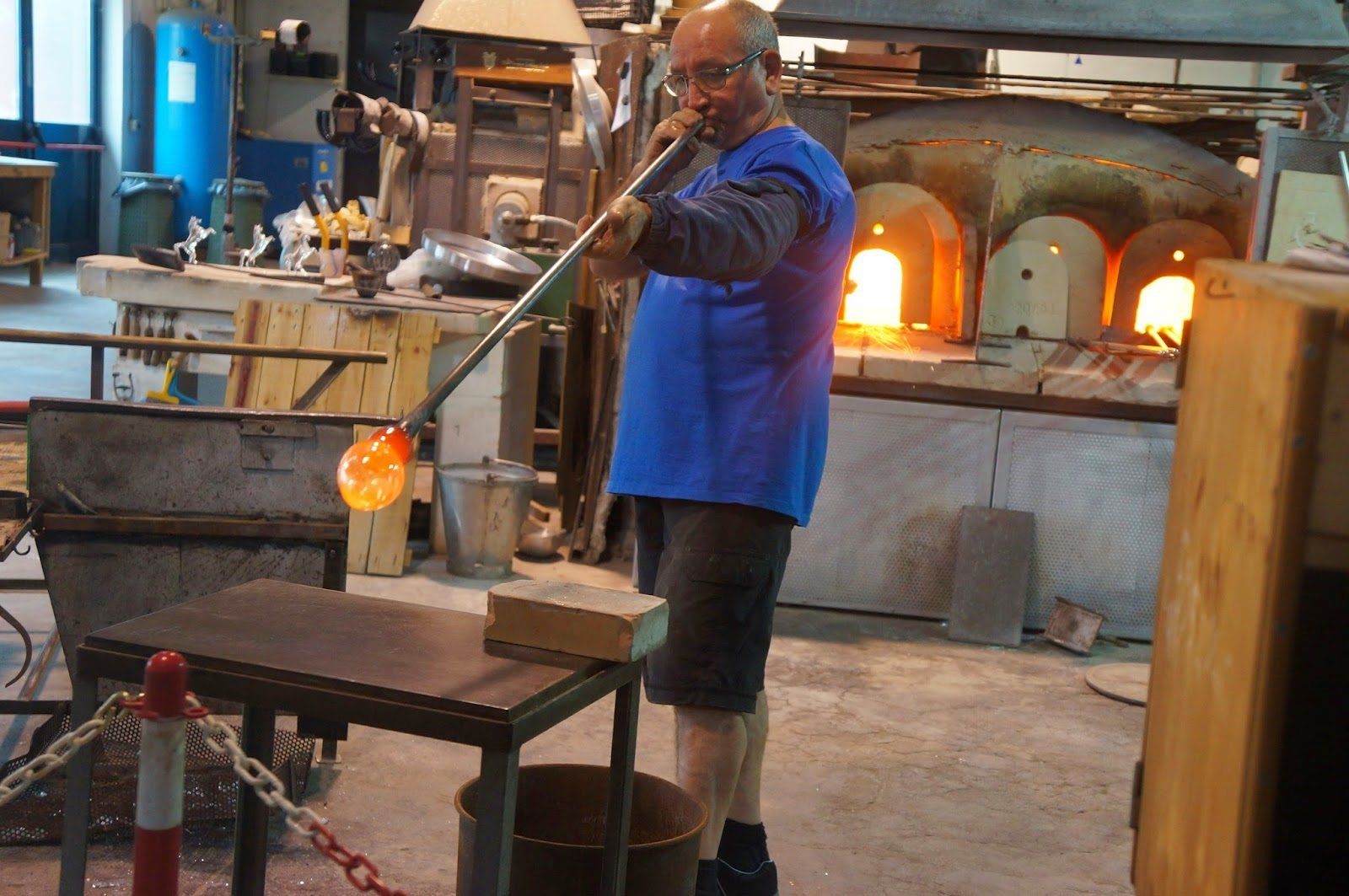 Glass blowing in one of the many glass blowing factories on Murano