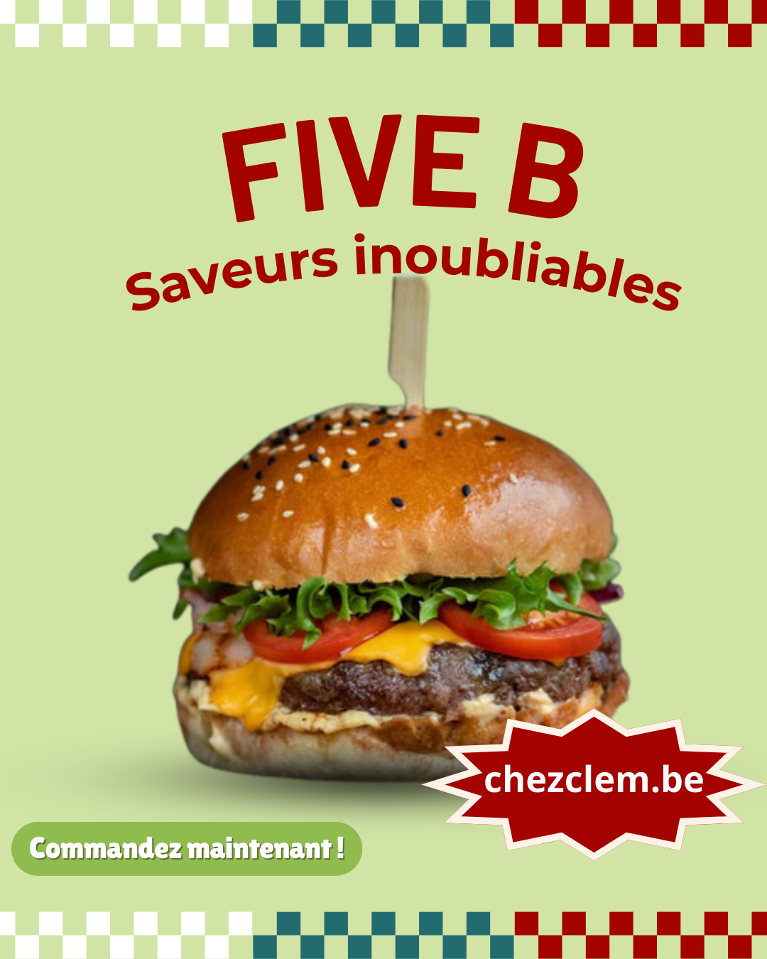 Burger viande bleu blanc belge à uccle - friterie chez clem - place de saint job