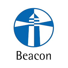 Beacon logo with blue lighthouse icon and the word “Beacon” below