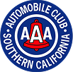 Logo for the Automobile Club of Southern California: a blue circle with the white text 