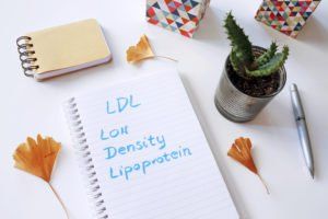 A notebook with the words ldl low density lipoprotein written on it.