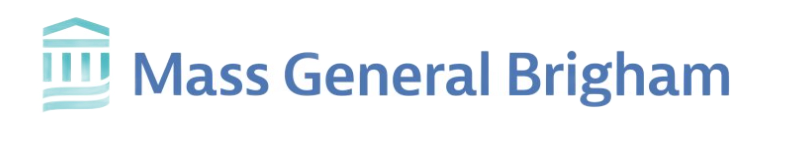 Mass General Brigham logo featuring a teal stylized building icon next to the organization name in blue text.