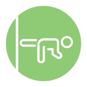 A green circle with a white icon of a person in a circle.