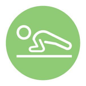 A person is doing push ups on a yoga mat in a green circle.