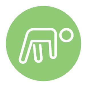 A green circle with a white icon of a person in a circle.