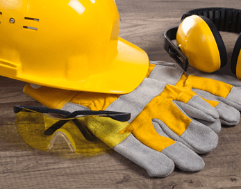 professional hardhat and gloves