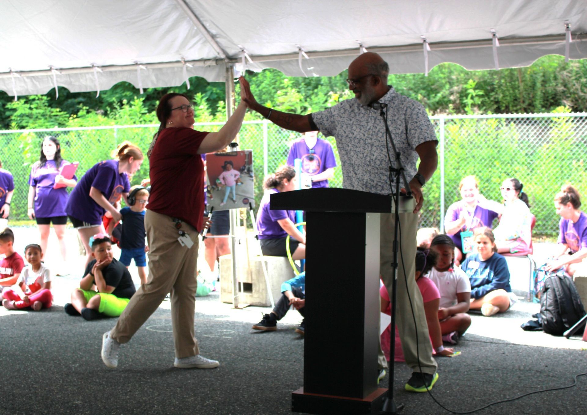 Anne Benoit, Kamp Director and Tony Boswell, Sr. VP Developmental Services at Kamp Welcome Day.