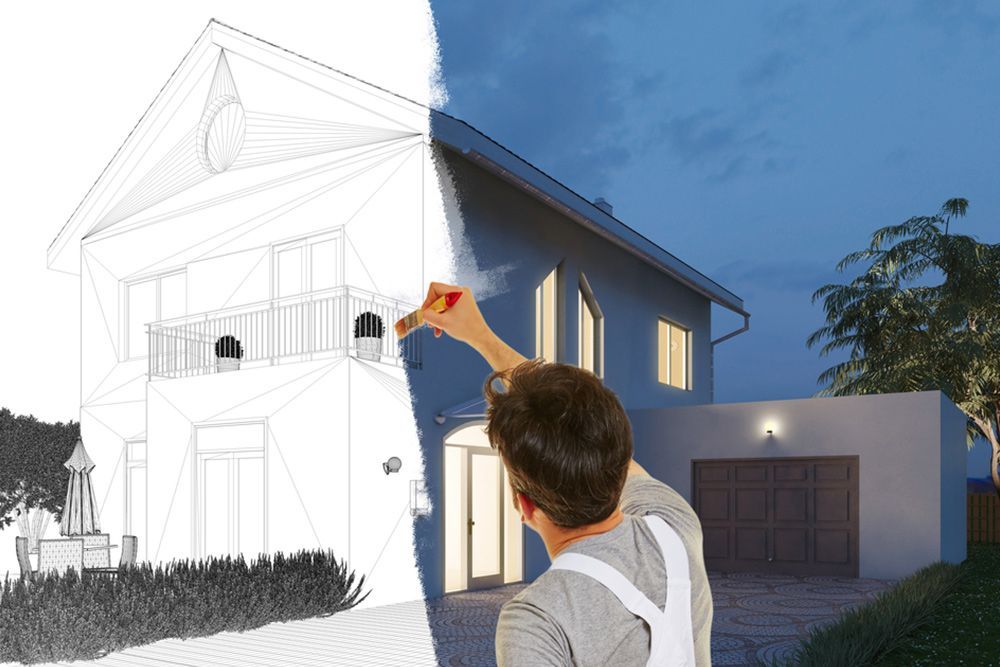 Illustration of a house being painted — Interior Painting in Maryborough, QLD