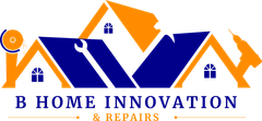 A blue and orange logo for B Home Innovation & Repairs