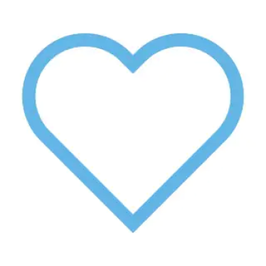 Contour bleu d'un cœur.