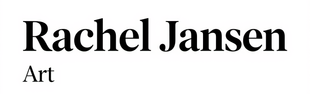 Tekst met de naam "Rachel Jansen" en daaronder "Kunst" op een witte achtergrond.