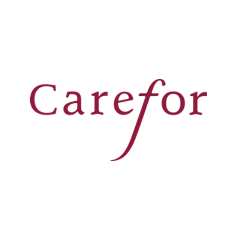 A red carefor logo on a white background