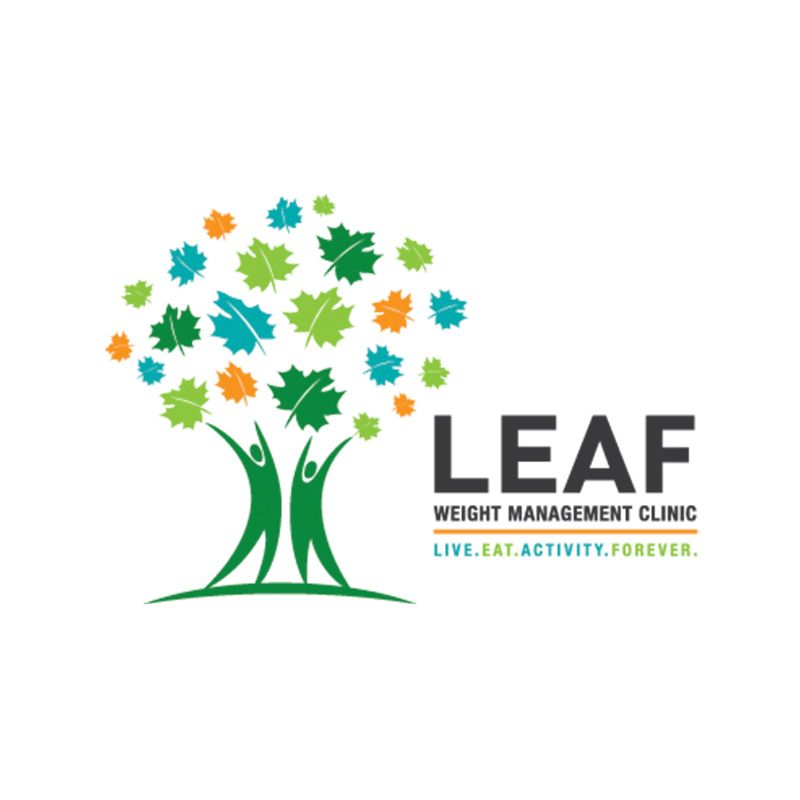 The logo for the leaf weight management clinic