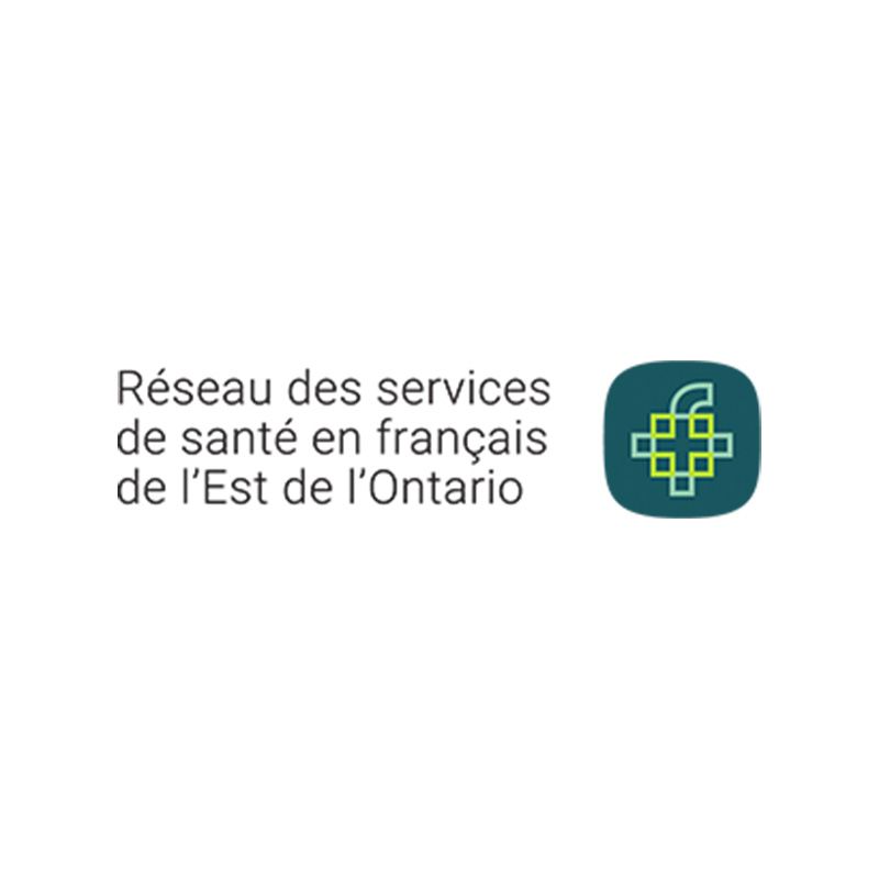 A logo for a company called réseau des services de santé en francais de l ' est de l ' ontario.