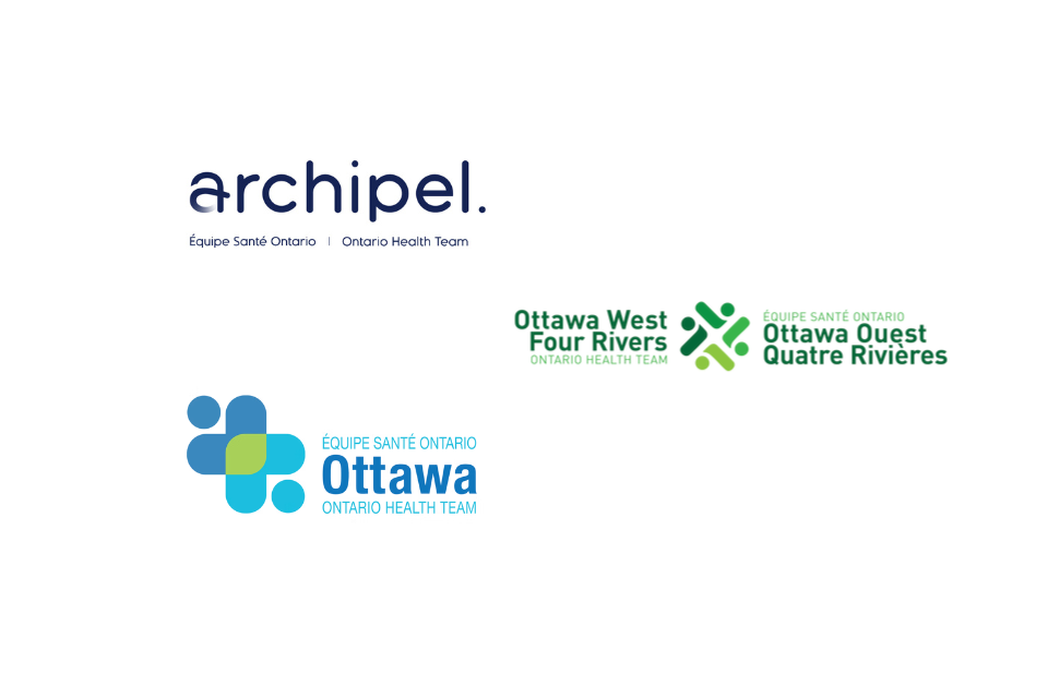 Logos of three Ontad'Archipel, d'Ottawa West Four Rivers et de l'Équipe de santé d'Ottawa (Ontario)