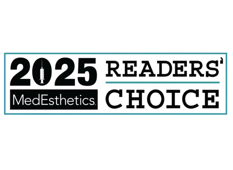 The 2025 MedEsthetics Readers' Choice award logo, featuring the year with a syringe icon and the text "READERS' CHOICE."