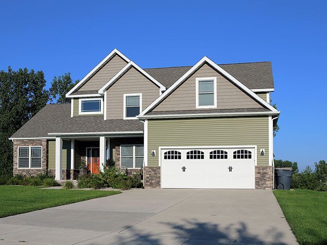 Modern style suburban home view from the street