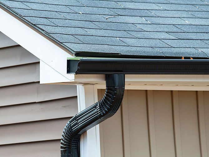 rain gutter of roof with downpipe