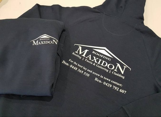 A Hoodie With The Word Maxidon On It — Sportstar Screenprinting In Newtown, QLD