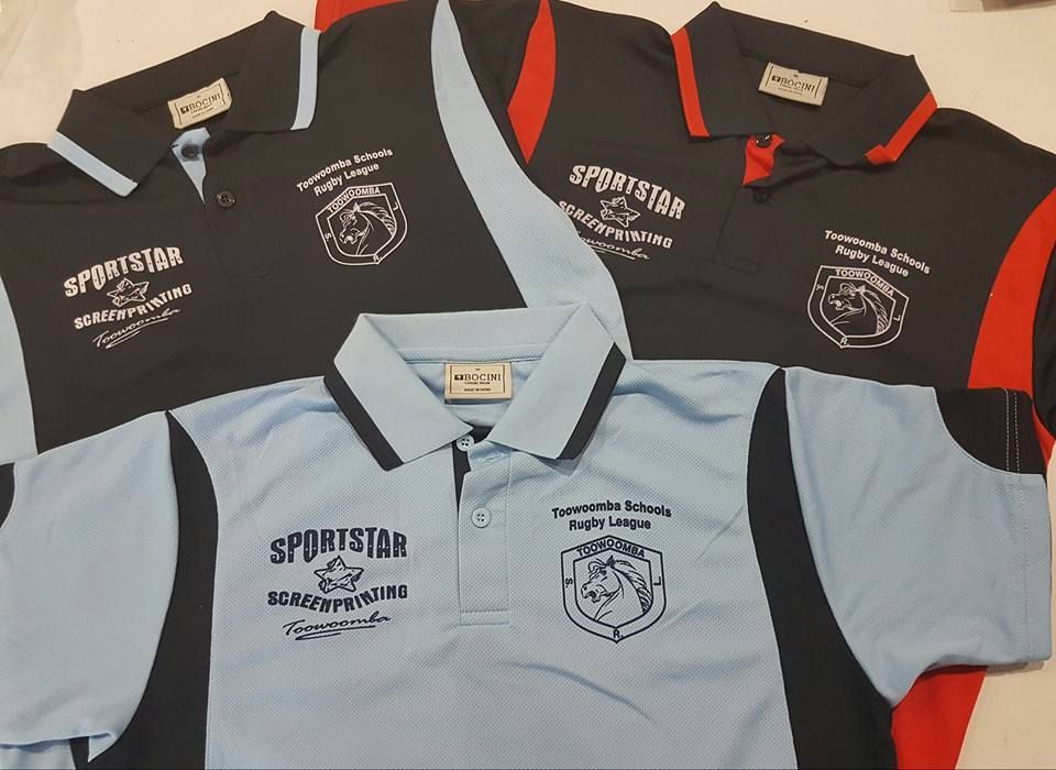 Three Polo Shirts With The Word Sportsstar On Them — Sportstar Screenprinting In Newtown, QLD