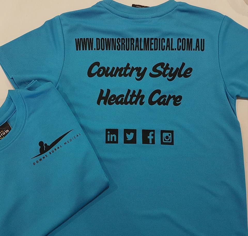 A Blue Shirt That Says Country Style Health Care On The Back — Sportstar Screenprinting In Newtown, QLD