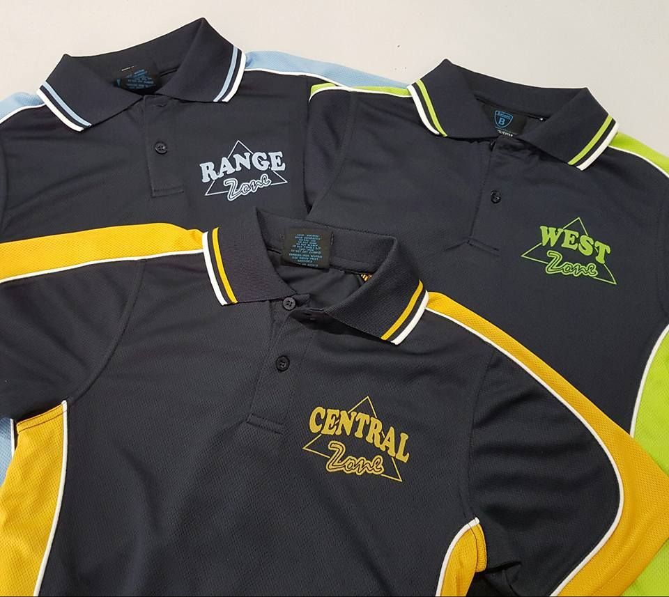 Three Polo Shirts With The Words Embroidered On Them — Sportstar Screenprinting in Roma, QLD