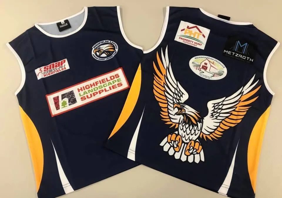 The Front And Back Of A Jersey With An Eagle On It — Sportstar Screenprinting In Newtown, QLD