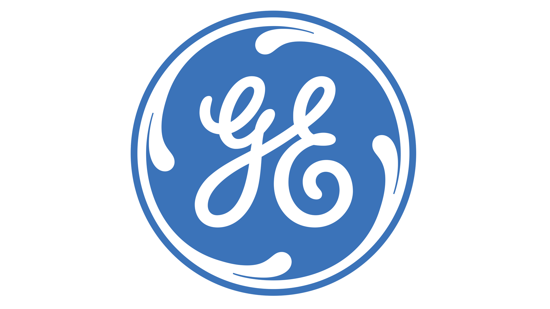 The ge logo is in a blue circle on a white background.
